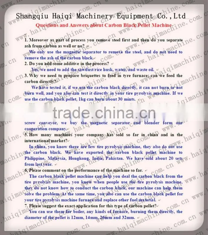 carbon black pellet machine for tire pyrolysis equipment