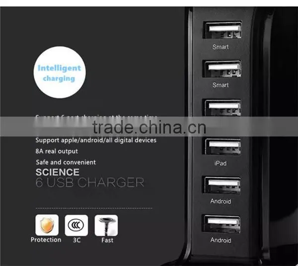 6Ports USB Power Adapter Wall Charger Portable Travel Charger