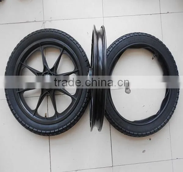 China supplier 16 to 20 inch pneumatic plastic spokewheel bicycle trailer wheel