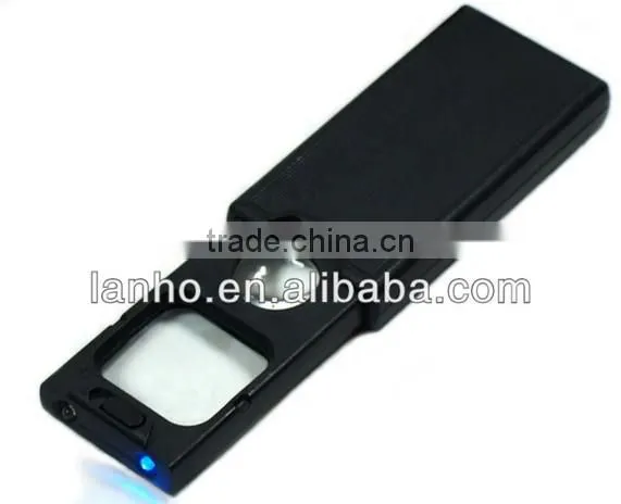 2013 New Mini Illuminated 5X - 45X Jewelers Loupe 30 21mm Magnifier with LED & UV Lights