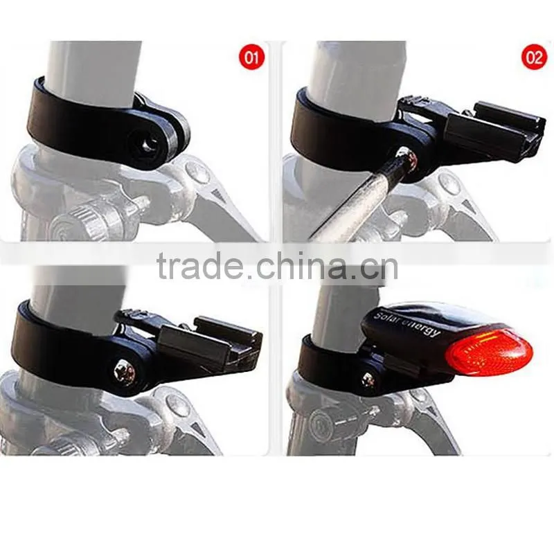 Solar Power LED Bike Bicycle Rear Tail Light Lamp Red Lighting Adjustable Clamp