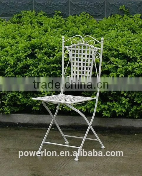 Wrought iron folding chair anti white color vintage style
