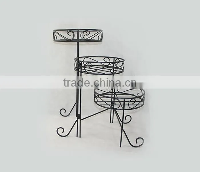 3 Tier Decorative Black Metal Plant Stand Flower Stand Multi Planter Flower Pot Racks
