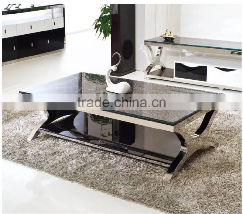 Modern Tempered Glass Coffee Table Stainless Steel Round Glass Dining Table