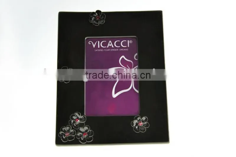 Hot Sale Polyresin Shinny Black And White Photo Frame Made with Swarovski Elements