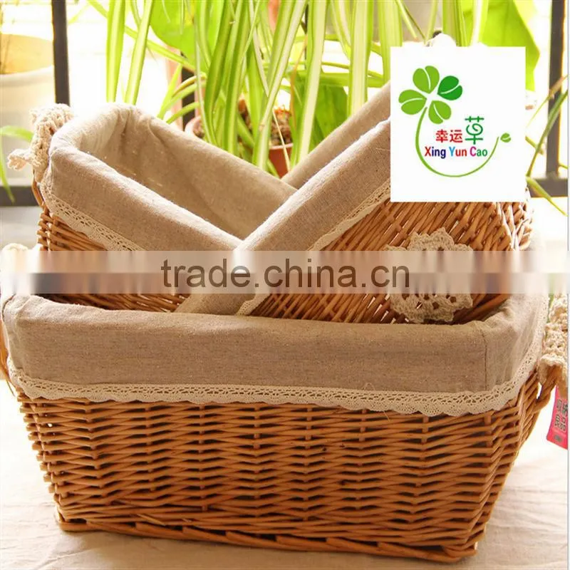 white square wicker basket with liner
