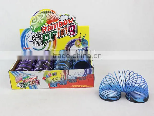 hot sale classic plastic rainbow spring with printed pattern educational toys for kids/promotional gift raibow circle