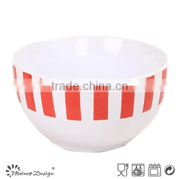 Red stripes crockery cereal bowl
