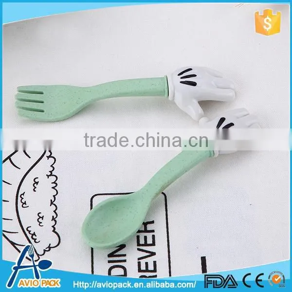 Food grade plastic spoon and fork set for baby