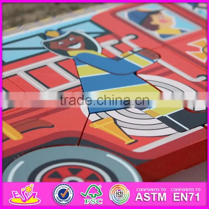 2016 new design children educational toy wooden 3d puzzle car W14D018