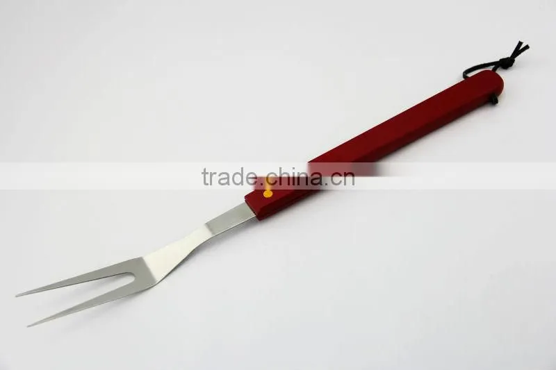 out door cooking ware grilling accessories 13inch long wood handle BBQ tool set in red