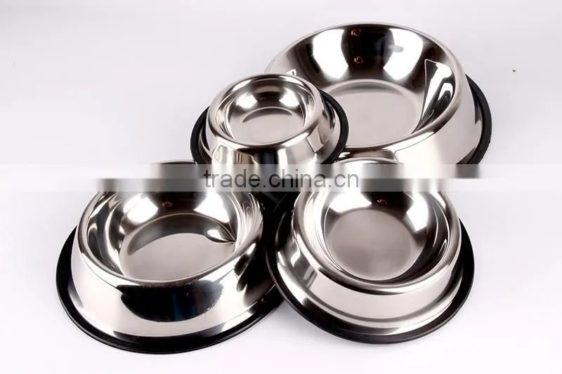 Best selling product wholesale skidproof cheap 201 stainless steel dog bowl with silicone ring