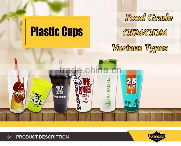 Eco-Friendly double layer Creative Wide Mouth coffee cup plastic
