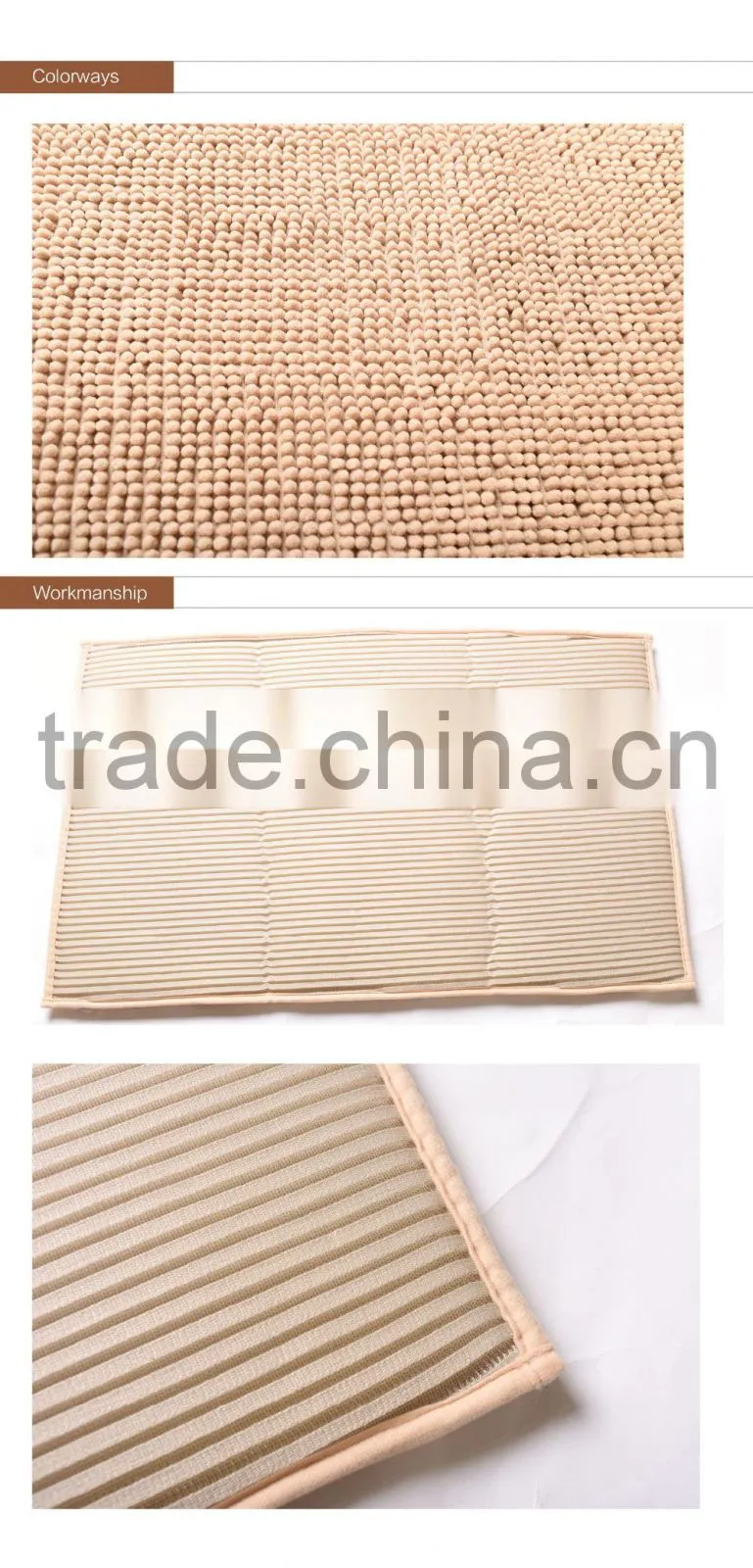 2016 NEW Chenille Bathmat With Cream Colour