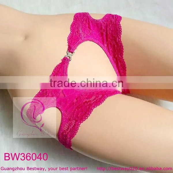 Pretty women sexy crotchless underwear open