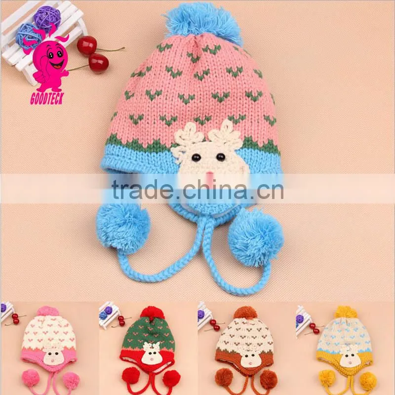 Hot sale lovely rabbit baby wool hats, Color matching hats