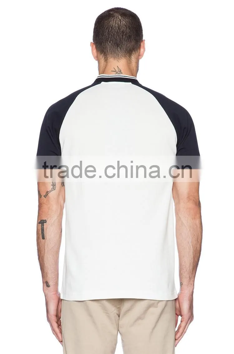White and black blank polo shirts no collar raglan sleeve polo shirt