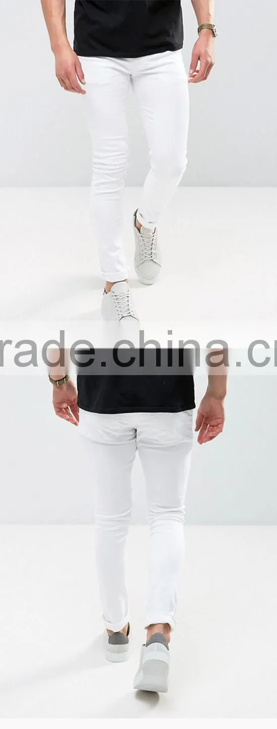 Hign quality spray on jeans men super skinny stretch fit blank jeans in black and white