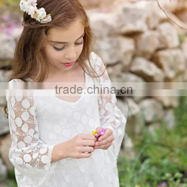 2017 Baby Girl Party Dress Children Frocks Designs Flower Girls White Long Maxi Wedding Dress