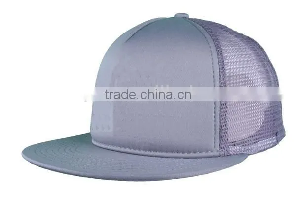 Silver Grey flat brim snapback plain trucker caps