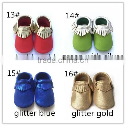 Most Hot selling baby genuine leather fringe moccasins soft leather moccs baby booties toddler shoes moccasins