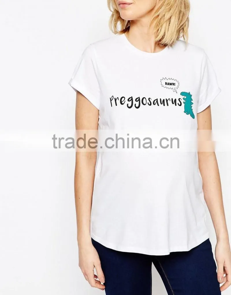 New collection fashion printing short sleeve maternity T-shirt maternity belt