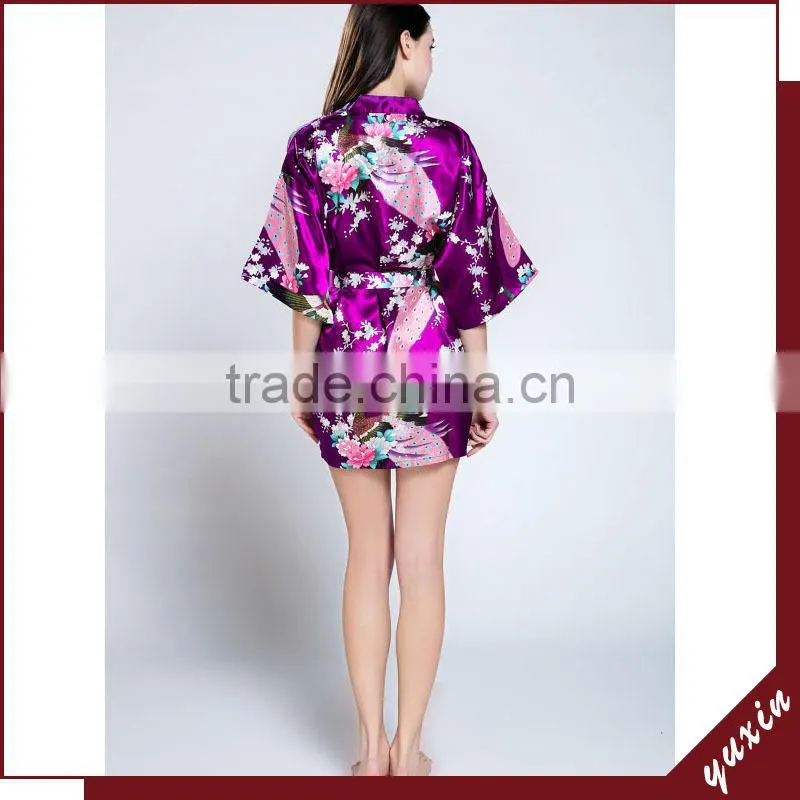 Factory wholesale satin plain bath robe satin robe silk robe WR017