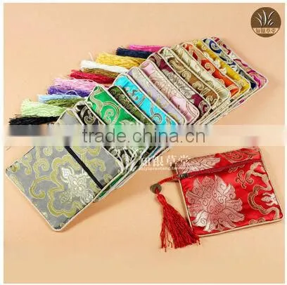 Yellow Zipper pouch bags, jewelry silk pouch bags, gift silk pouch CH064