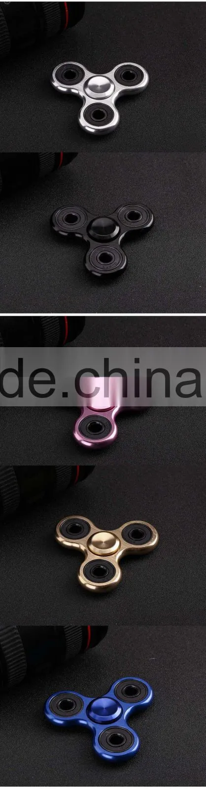 Wholesale anti anxiety desk toy alunimun alloy LED flashing fidget spinner