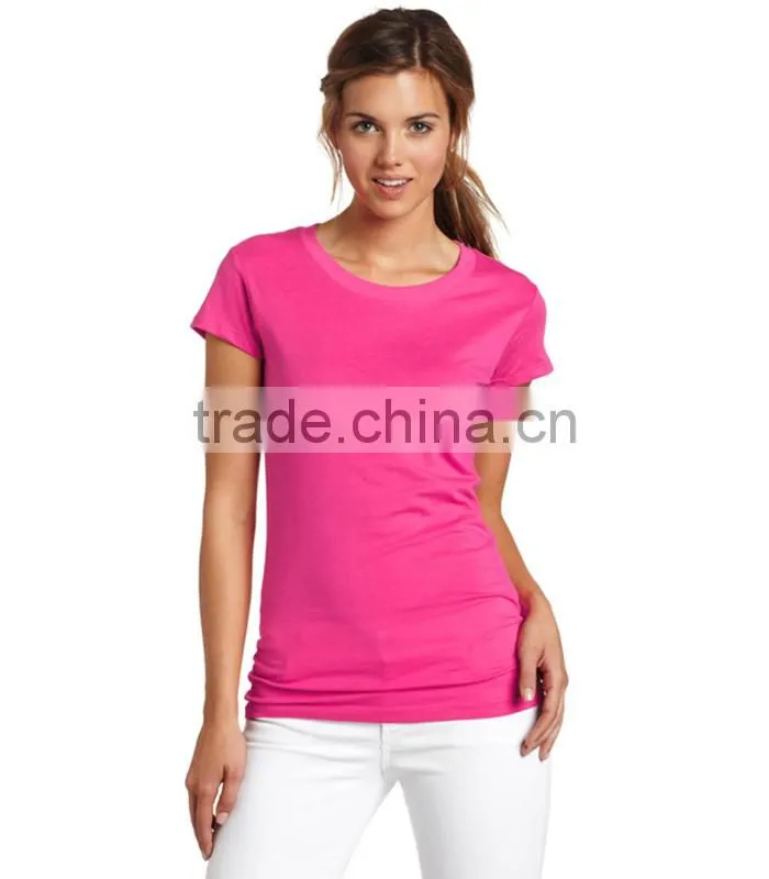 Women's apperal slim fit plain 100% cotton t shirt wholesale