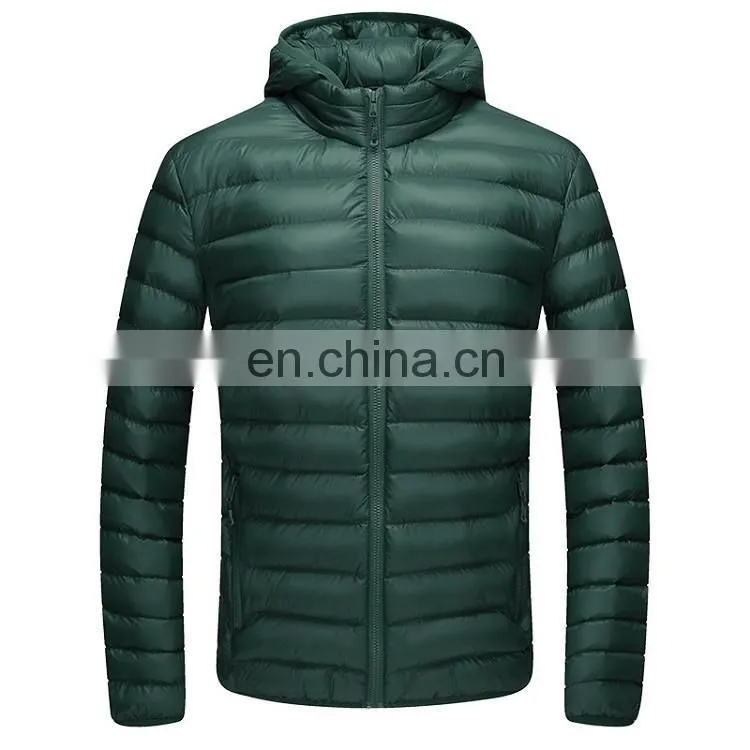Unisex lightweight nylon shell down jacket with warmer hood