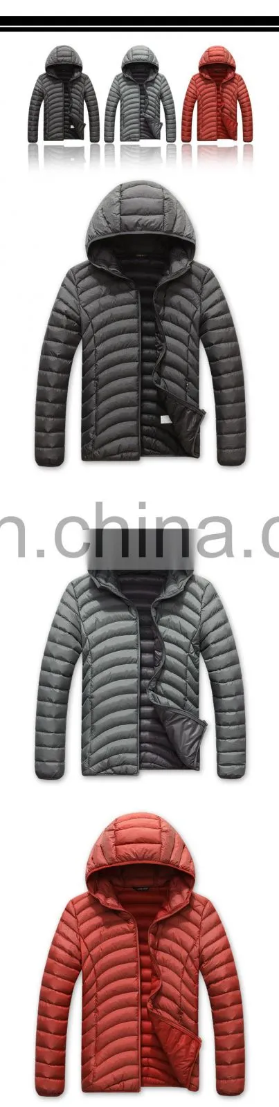 Pure color and anti-scrape thin down jacket padded coat for men and women