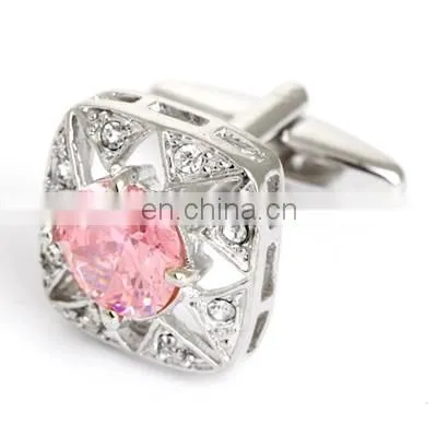 Luxurious Red Diamond Stone Unisex Shirt Jewelry Cufflinks Brand