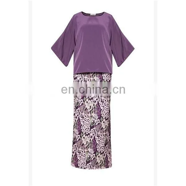 High quality fancy baju kurung latest design 3/4 kimono sleeves muslim top