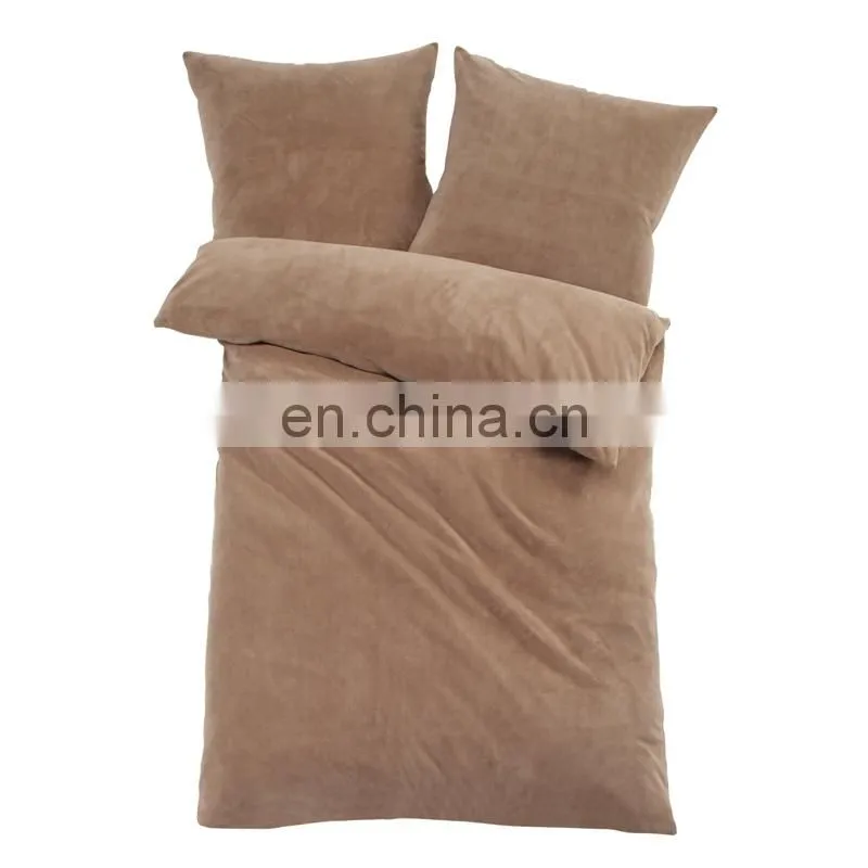 i@home 100%polyester soild color microfiber coral fleece bed duvet cover sheet set