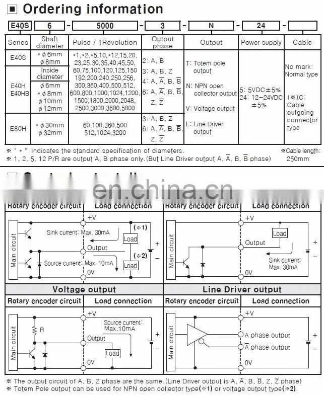 E40S6-1024-3-N-24 NPN open collector output rotary encoder
