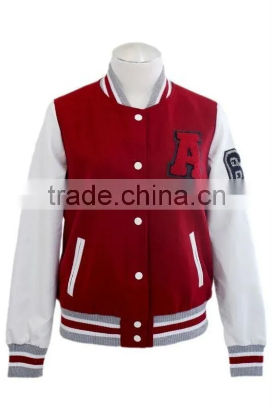 Red Wool Leather Varsity Letterman Jacket