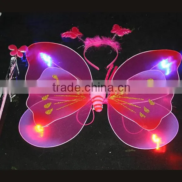 Wholesale cheap double layer fairy kids butterfly wings Halloween pink butterfly wing for sale