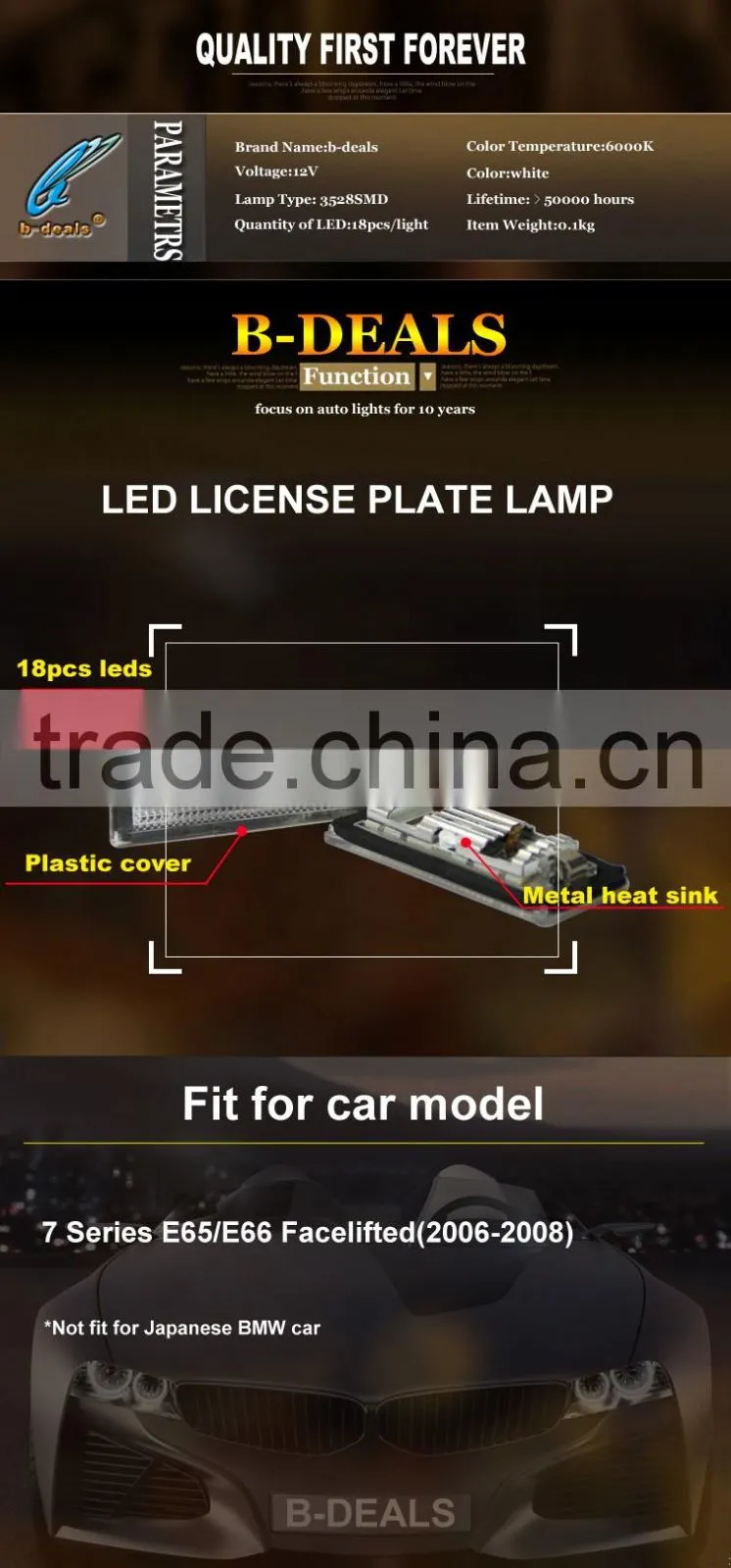 New type E65 E66 745i, 750i, 750Li, 760Li car License Plate led bulb for bmw
