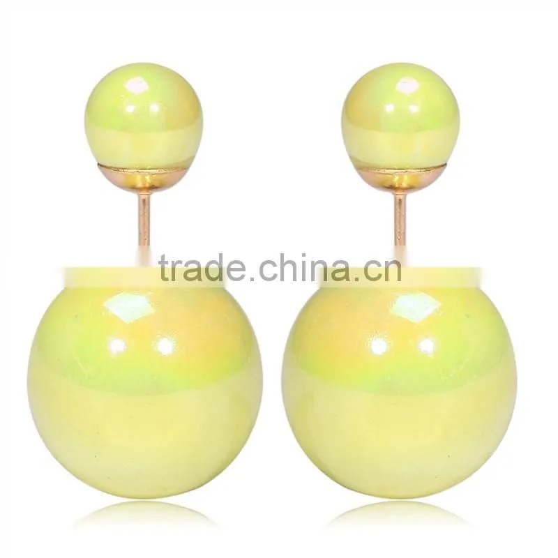 2016 Fashion Jewellery Trends Korea Colorful Double Ball Designs Stud Earrings
