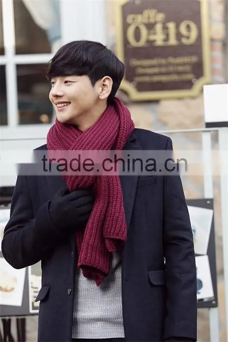 New Korea Fashion Winter Plain Acrylic Crochet Unisex Woman Man Ladies Knitted Scarf