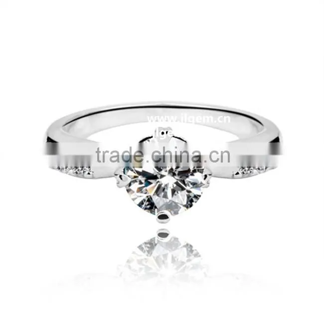 925 Sterling Silver CZ Diamond Stone Wedding Ring