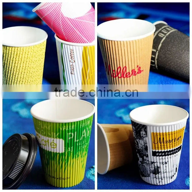 Custom logo Printed Disposable Single Wall Coffee Paper Cups with Lids