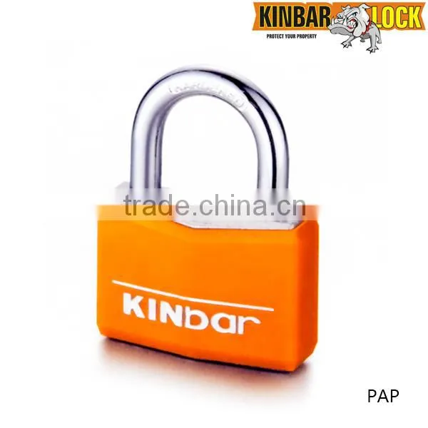 Rhombic plastic coated aluminum padlock