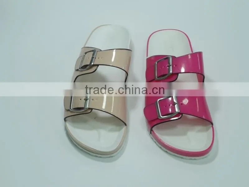 Fashion lady fancy flat heel colorful PCU slippers
