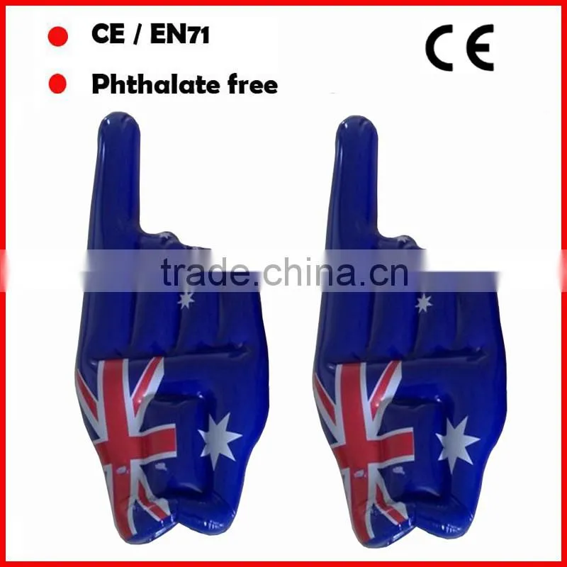 Promotional cheering toys 5 fingers inflatable hands with custom printing