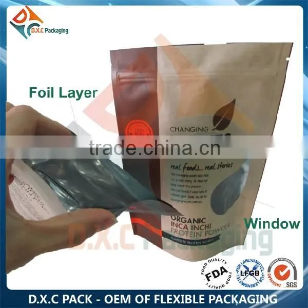 Food Packaging Paper Bag Pouch With Grip Top