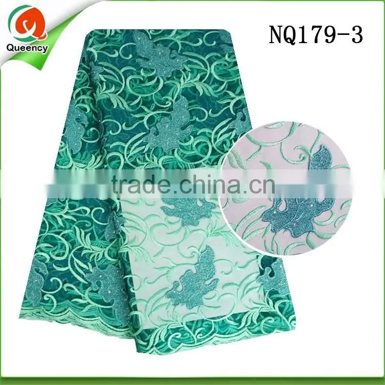 wholesale nigerian fabric tulle lace african fabricwith flower embroidered designs NQ179-4