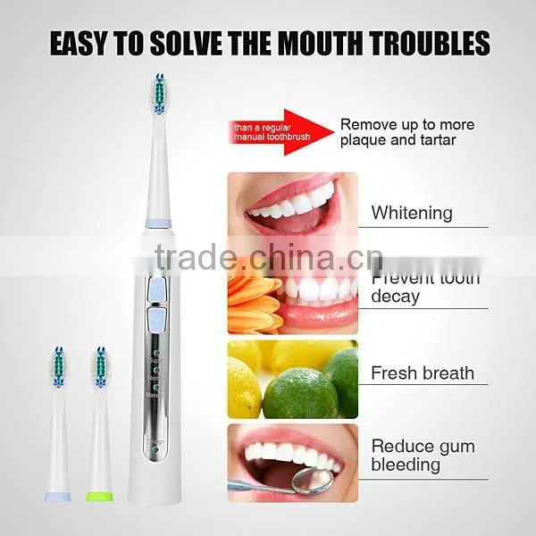 Sonic Electric Toothbrush Rechargable Waterproof with 2 Extra Replacement Brush Heads Charging Station US Plug SV030696