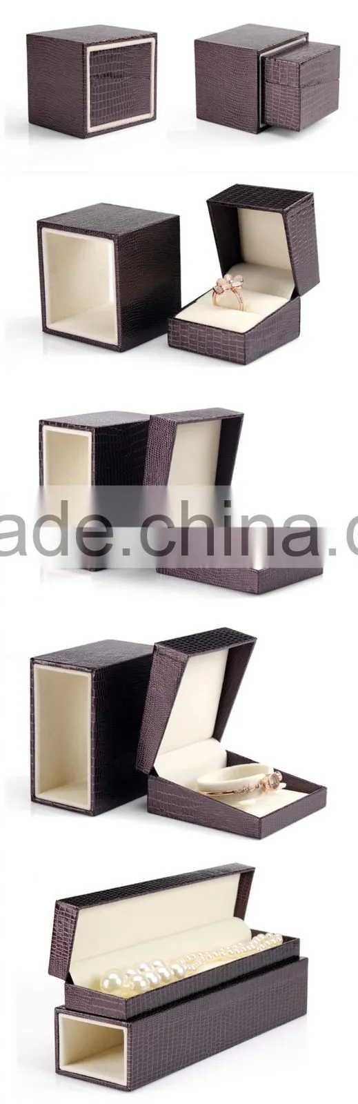 Custom High End Plastic Leather Jewelry Ring Box
